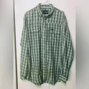 Wrangler Men’s Performance Green White Long Sleeve Button Shirt Size Large Tall